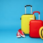 Suitcase, luggage, baggage for summer travel and vacation